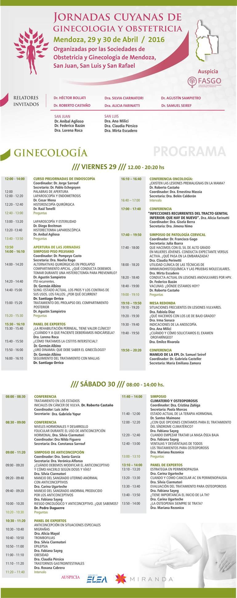 Jornadas Cuyanas Programa Ginecologia