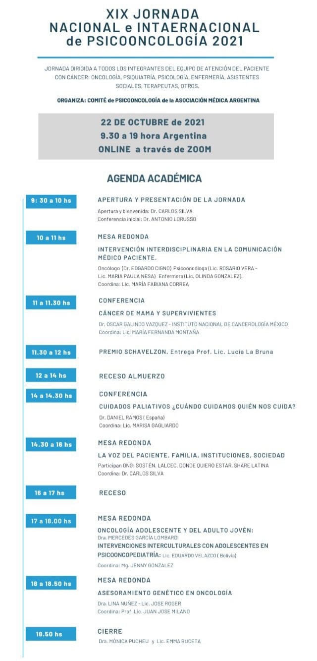 Jornadas Nacionales e Internacionales de Psicooncologia 2